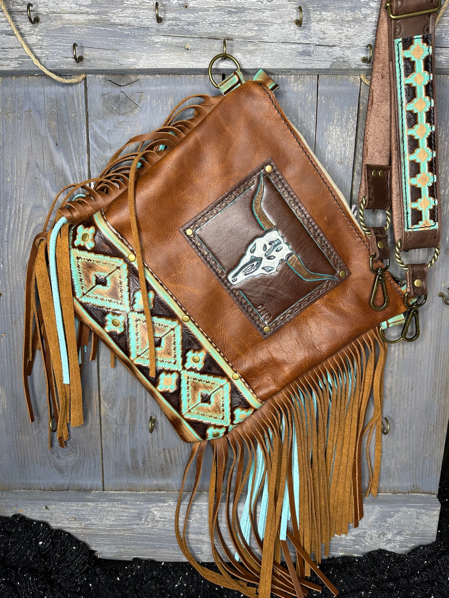 Cow skull crossbody