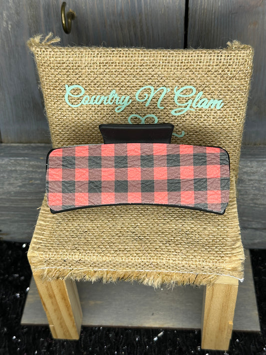 Red Buffalo plaid hairclip