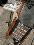 Tribal bear blanket w/fringe purse