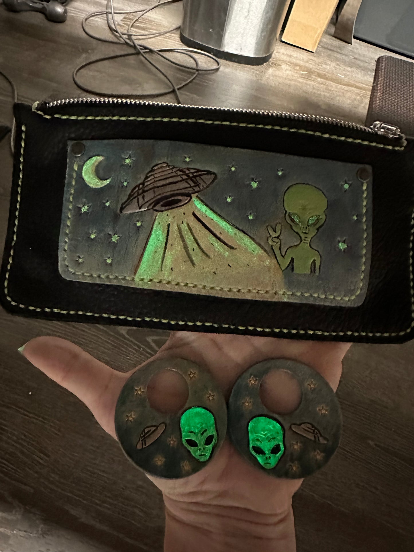 Alien glow in the dark earrings