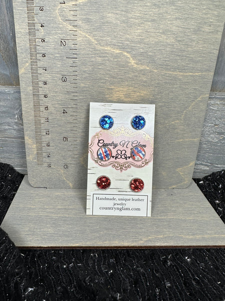 Tie dye stud trio  10mm