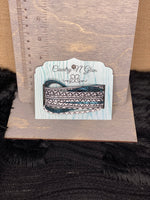 B&W Aztec and metallic turquoise leather bracelet