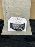 Black/silver western floral leather bracelet