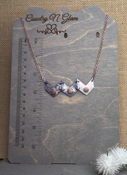 Icy trio Brandi necklace with antique copper