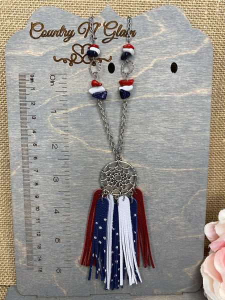 Independence Day dream catcher necklace