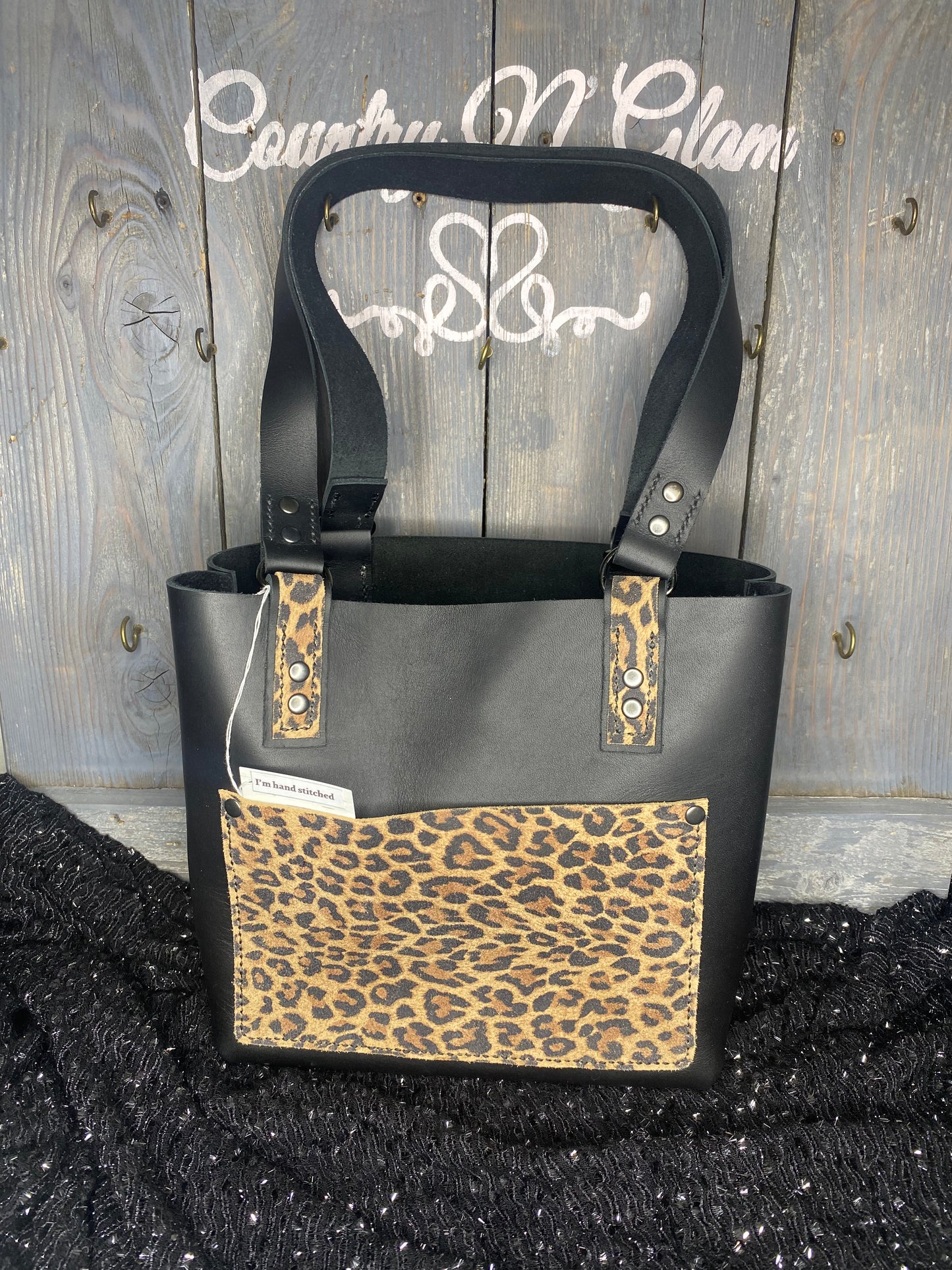 Leopard/Matte black Tote