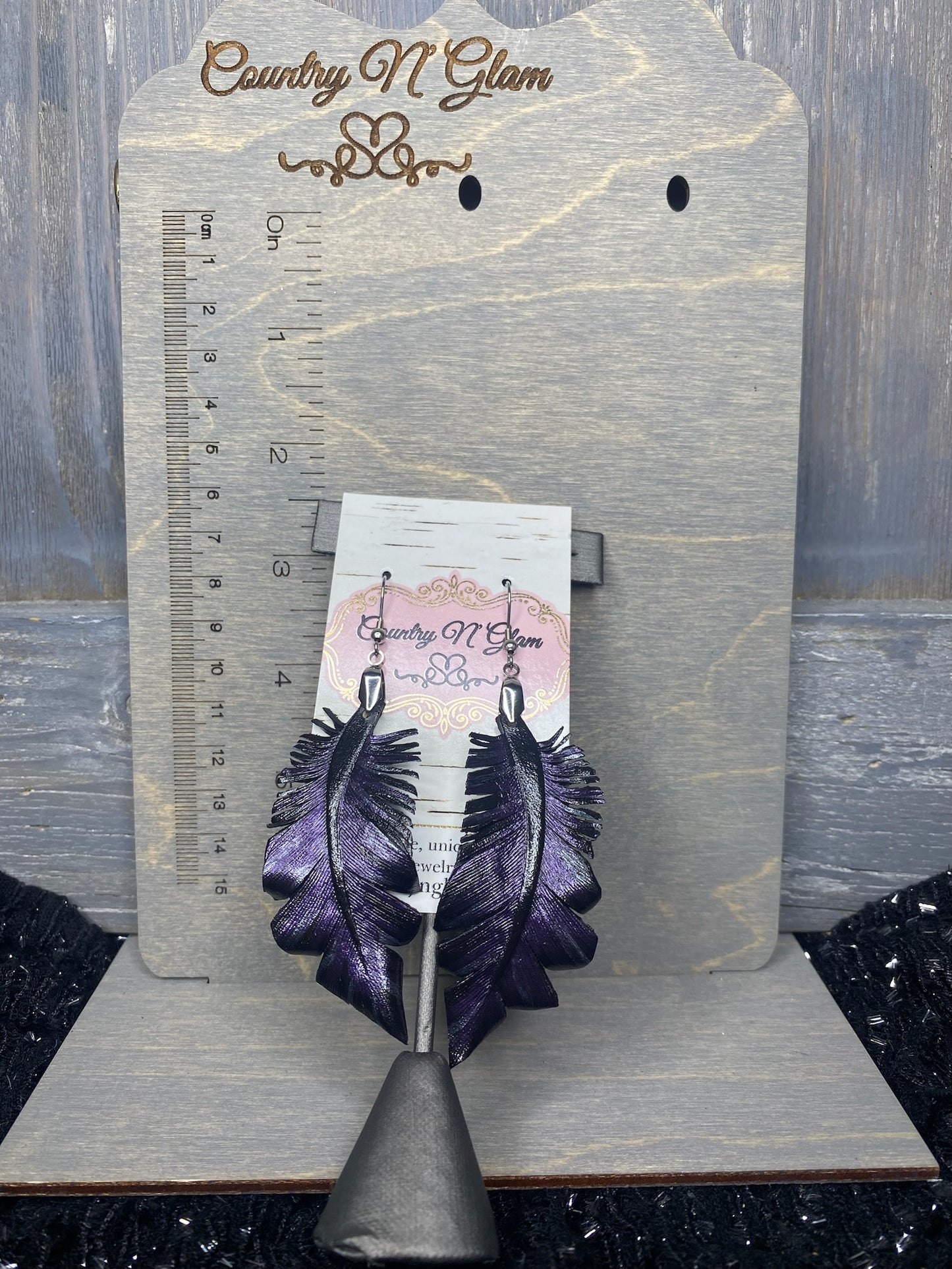 Large purple leather feathers