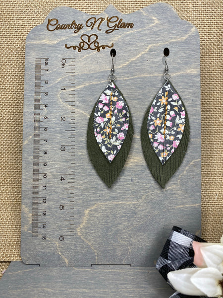 Hand stitched floral clusters/olive petals