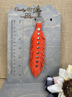 Fire orange feather purse jewelry/ key chain