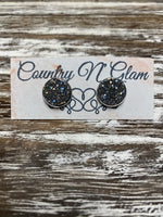 Charcoal halo shimmer studs