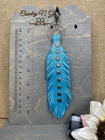 Shimmer turquoise feather purse jewelry/ key chain