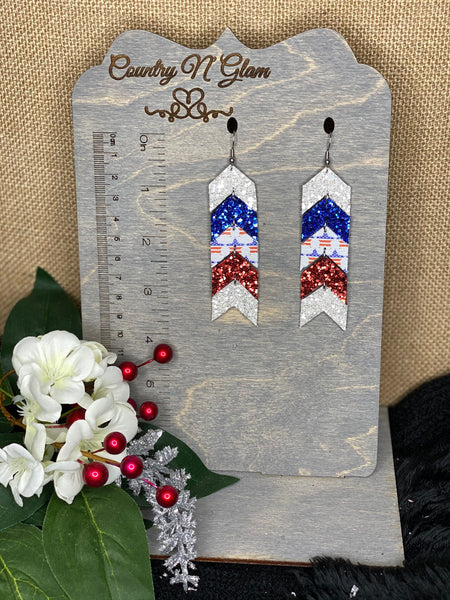 Patriotic stars with red, white, and blue glitter