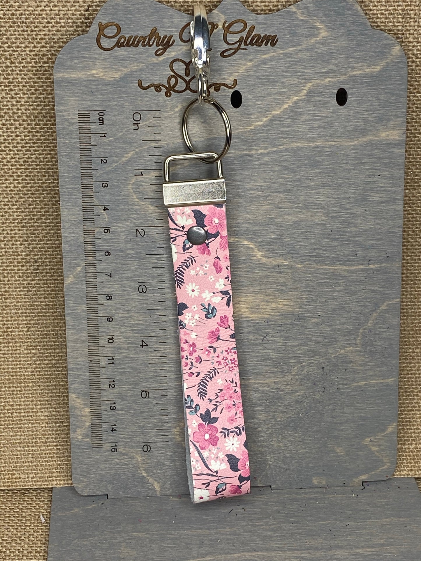 Pink floral key fob