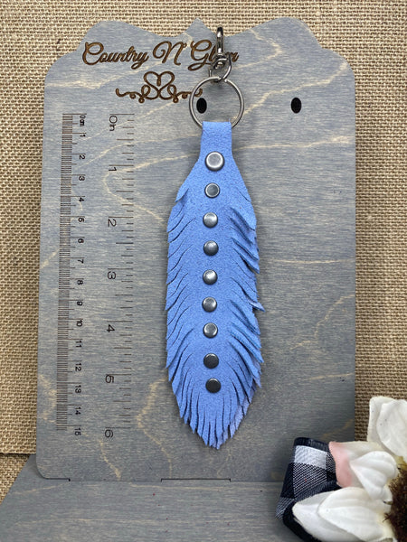 Carolina blue feather purse jewelry/ key chain