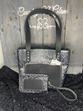 Western floral black/silver purse